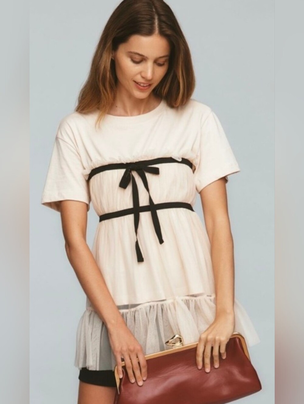 Anthropologie Light Pink Tulle T-Shirt